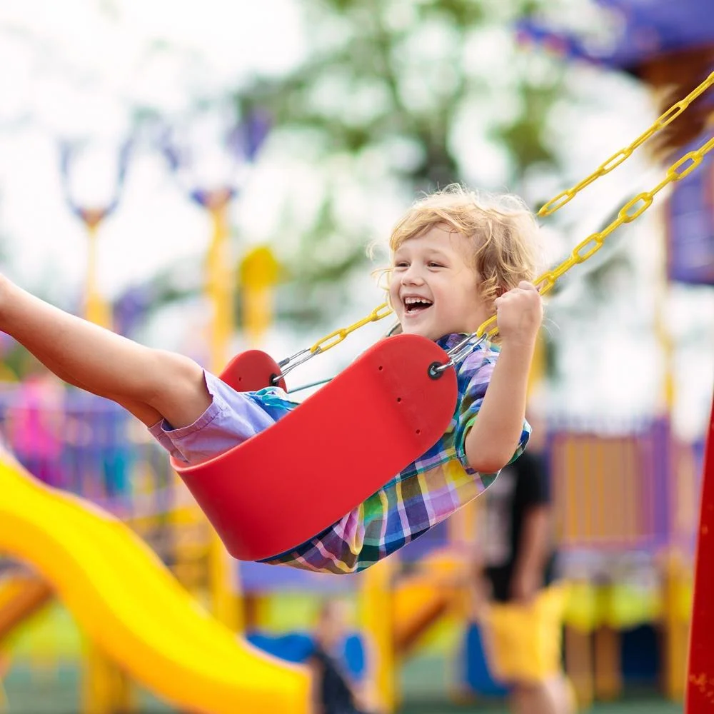 PAPROOS Swing Seat, Outdoor Swing with 60 Inch Anti-Rust Chains and Locking Buckles, Red