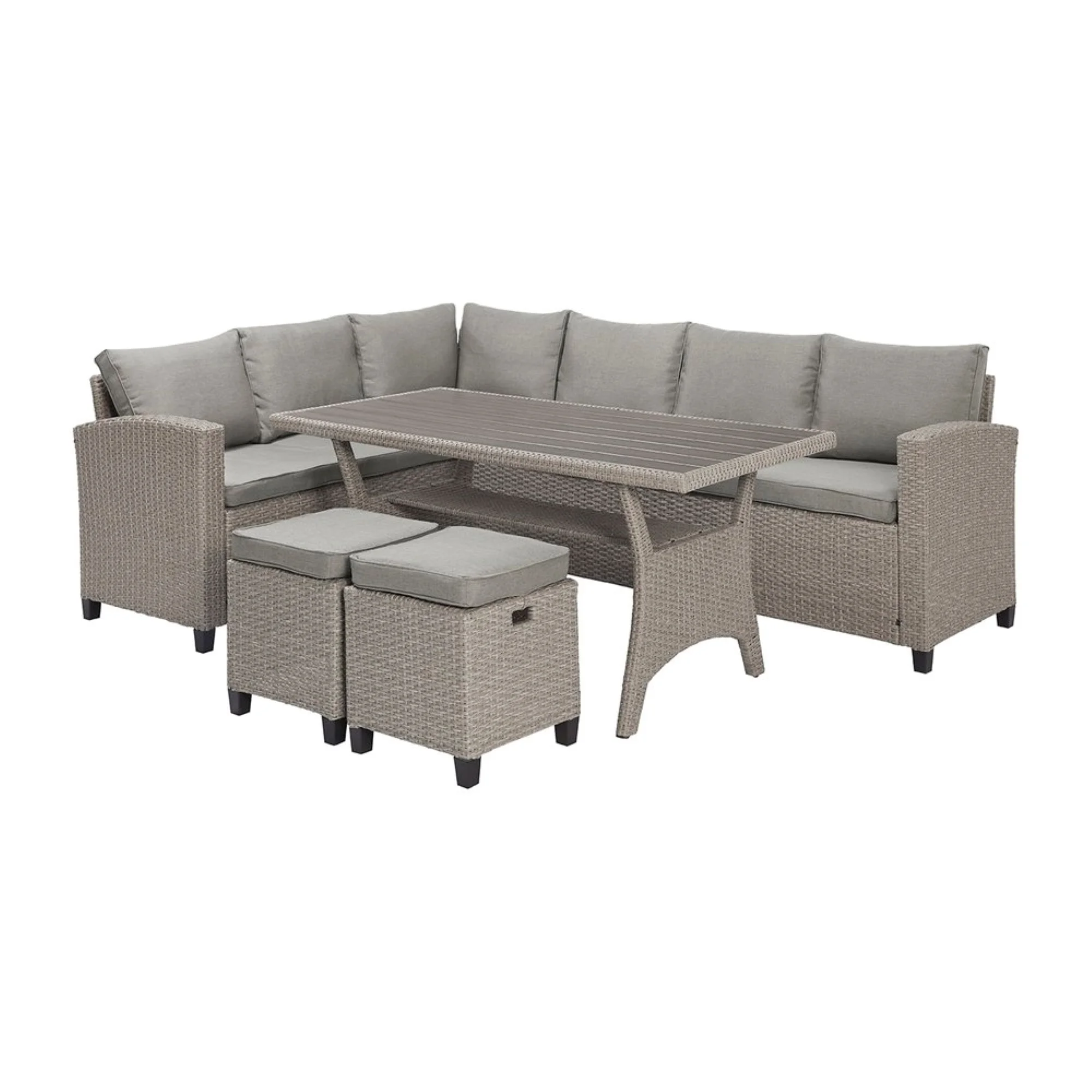Progressive Furniture Bali 5-Piece Wicker / Rattan Seating & Table Set in Gray