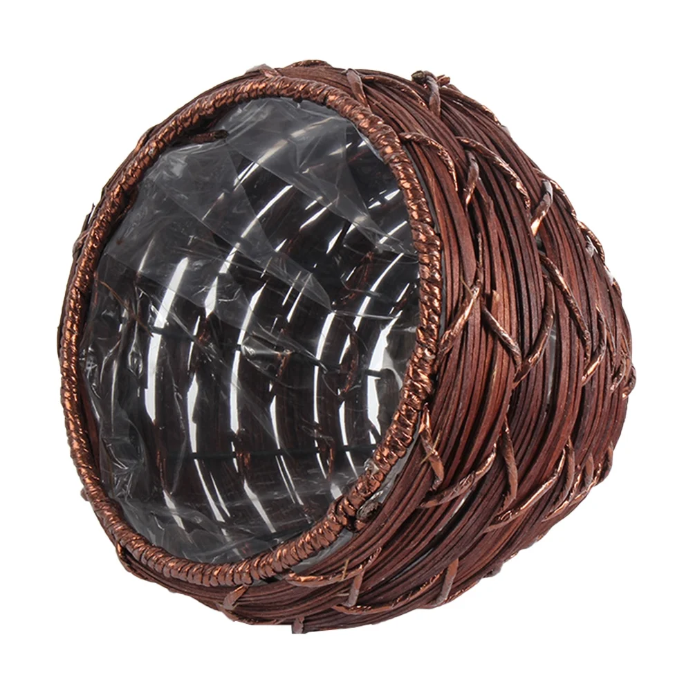 Guichaokj Handmade Woven Plastic Rattan Flower Basket Plant Pot Flower Arrangement Pot