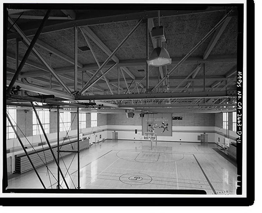 Historic Framed Print, Roosevelt Base, Auditorium-Gymnasium, West Virginia Street between Richardson & Reeves A, Long Beach, Los Angeles County, CA - 10, 17-7/8