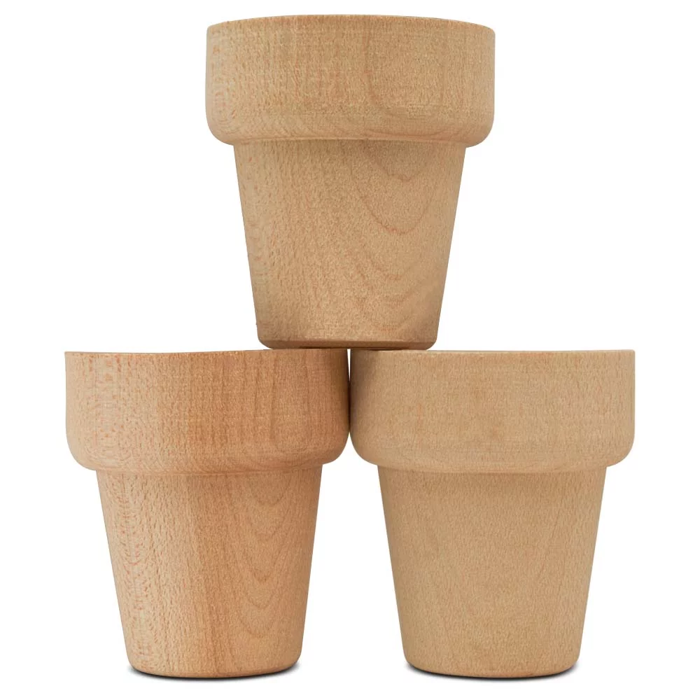 Unfinished Flower Pot Half 1-15/16 x 1-inch, Pack of 12 Paint a Flower Pot with Small Craft Flowers for Signs, by Woodpeckers