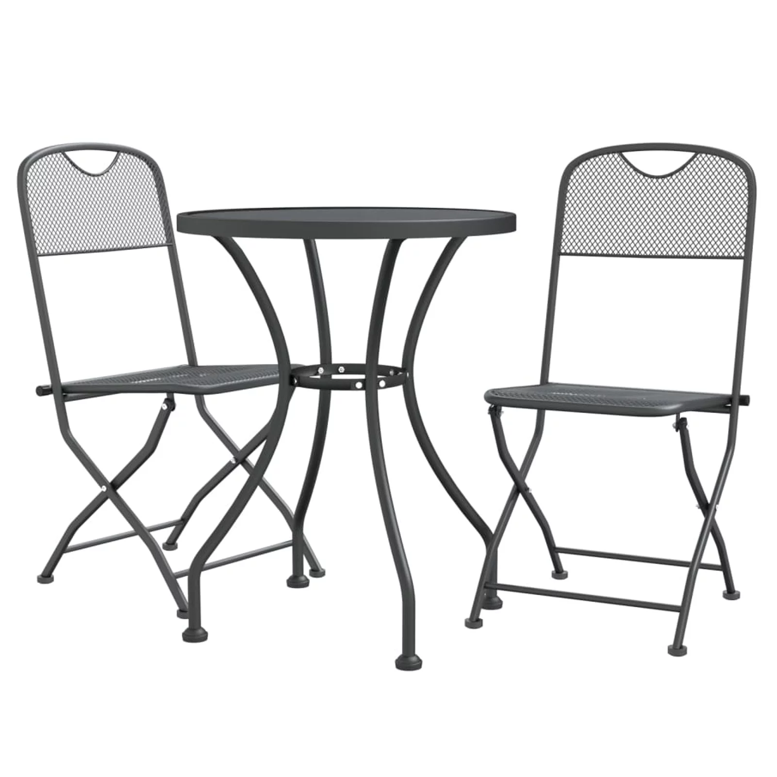 OWSOO 3 Piece Patio Dining Set Expanded Metal Mesh Anthracite