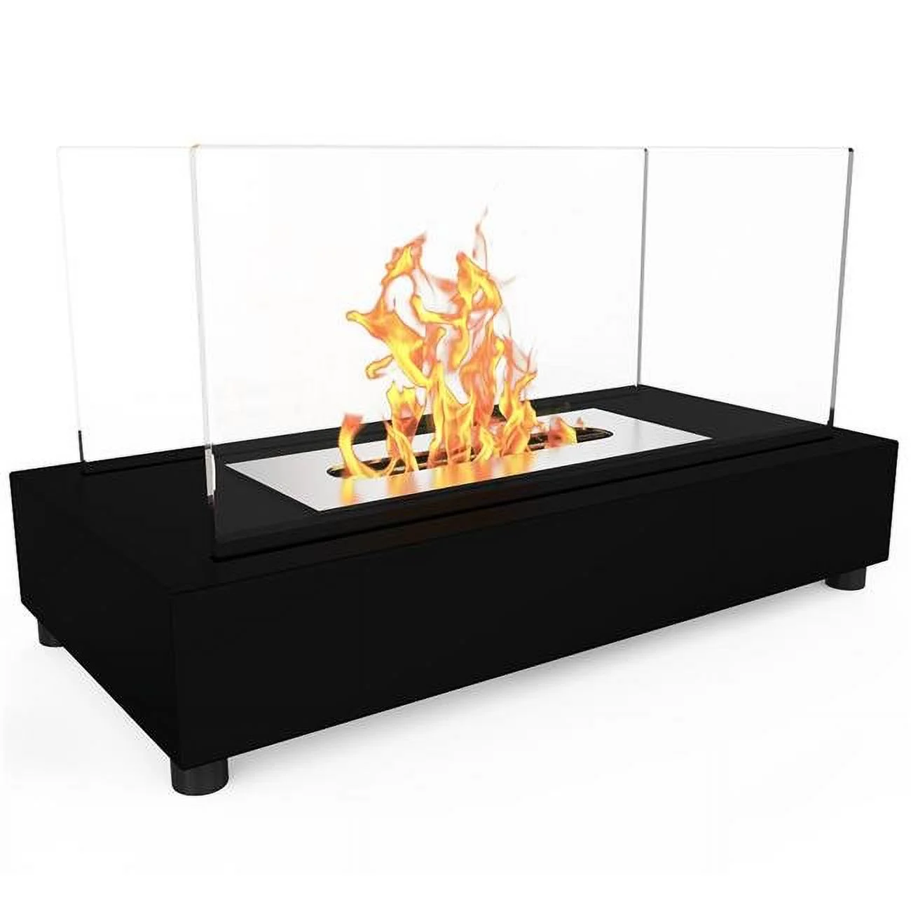 Moda Flame Vigo Ventless Indoor Outdoor Fire Pit Tabletop Portable Fire Bowl Pot Bio Ethanol Fireplace in Black - Realistic Clean Burning Like Gel Fireplaces, or Propane Firepits
