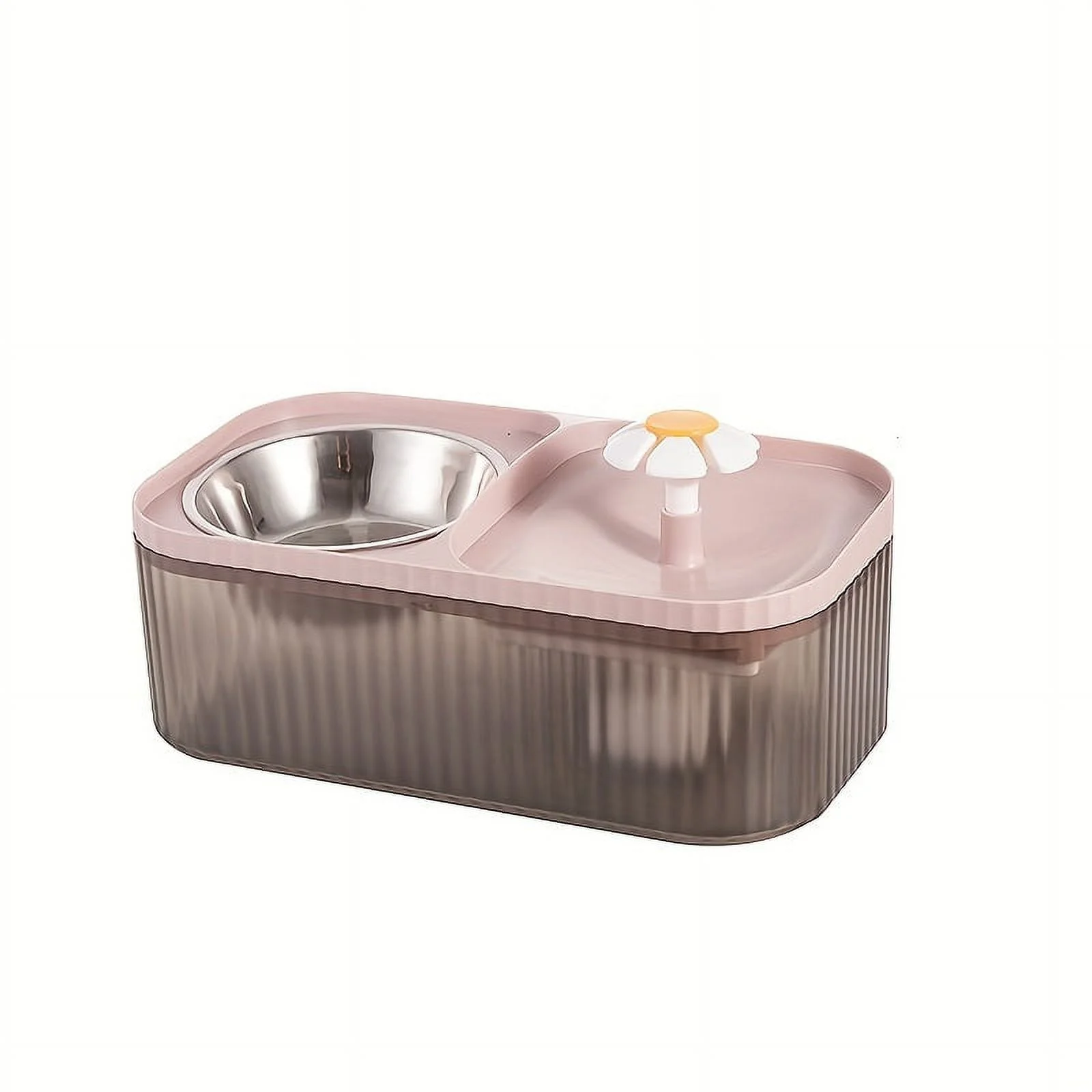 ZRW1pc Automatic Cat Water Fountain With Stainless Steel Food Bowl, Elevated Cat Food And Water Feeder For Indoor Cats