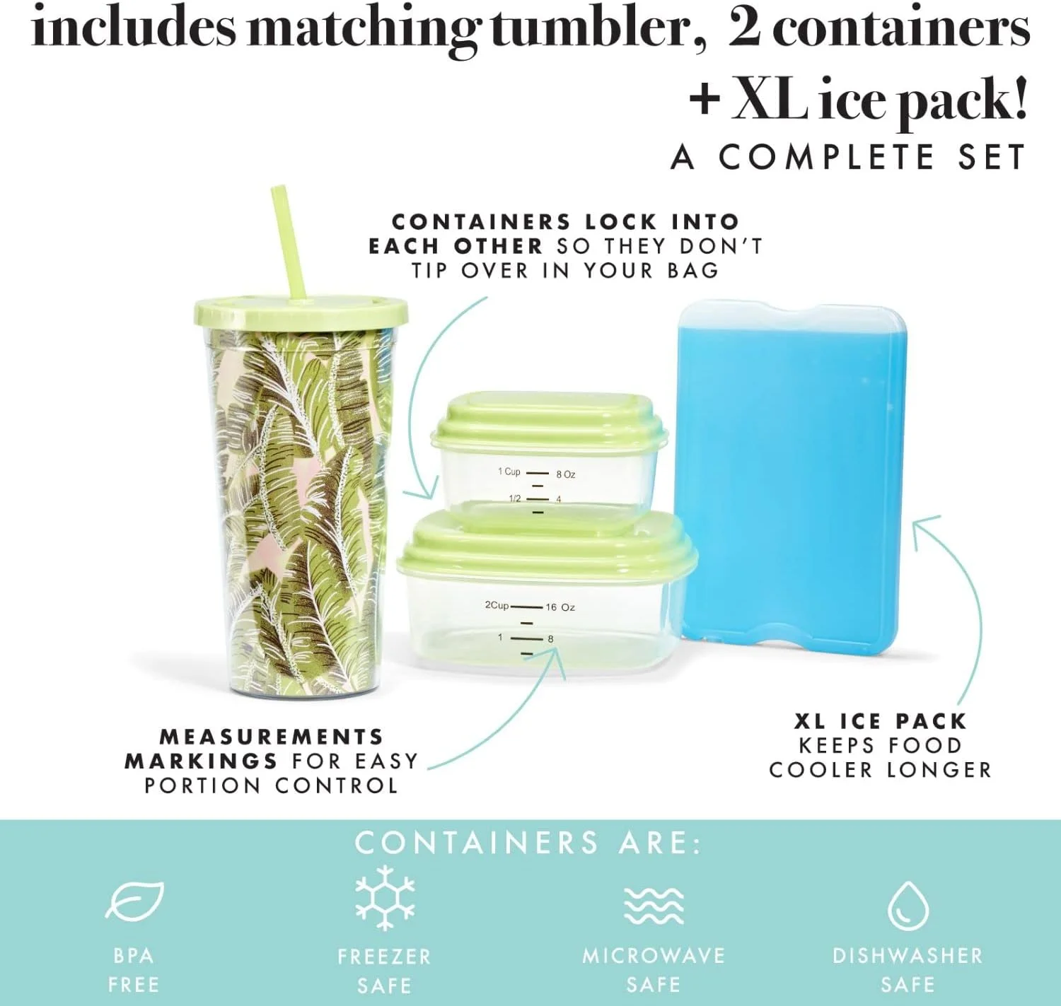 Fit & Fresh 2950ALJSC3034 Artist Collection Deluxe Lunch Kit, Green