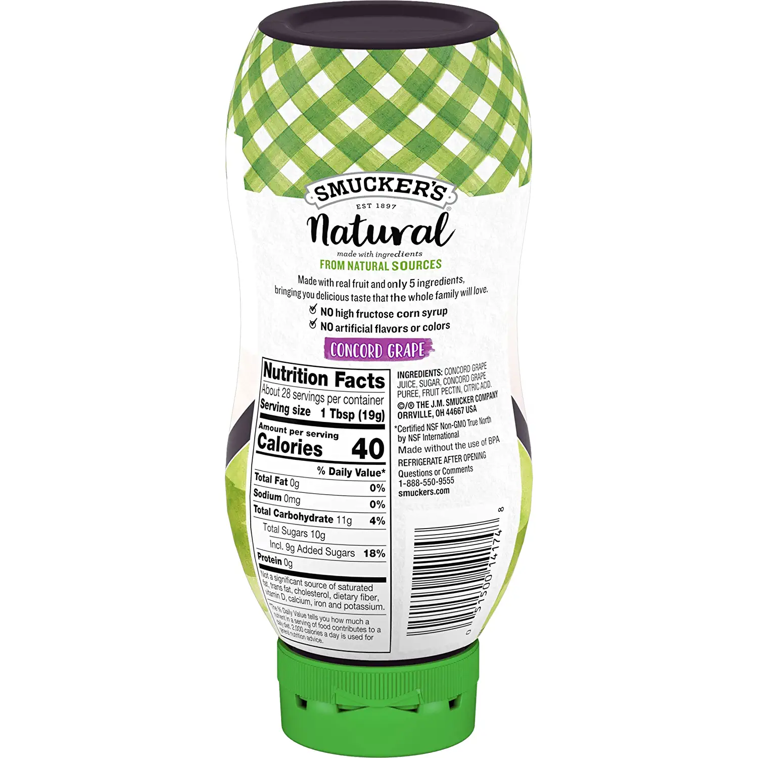 Smuckers Natural Concord Grape Squeezable Fruit Spread, 19 Ounces (Pack Of 12)