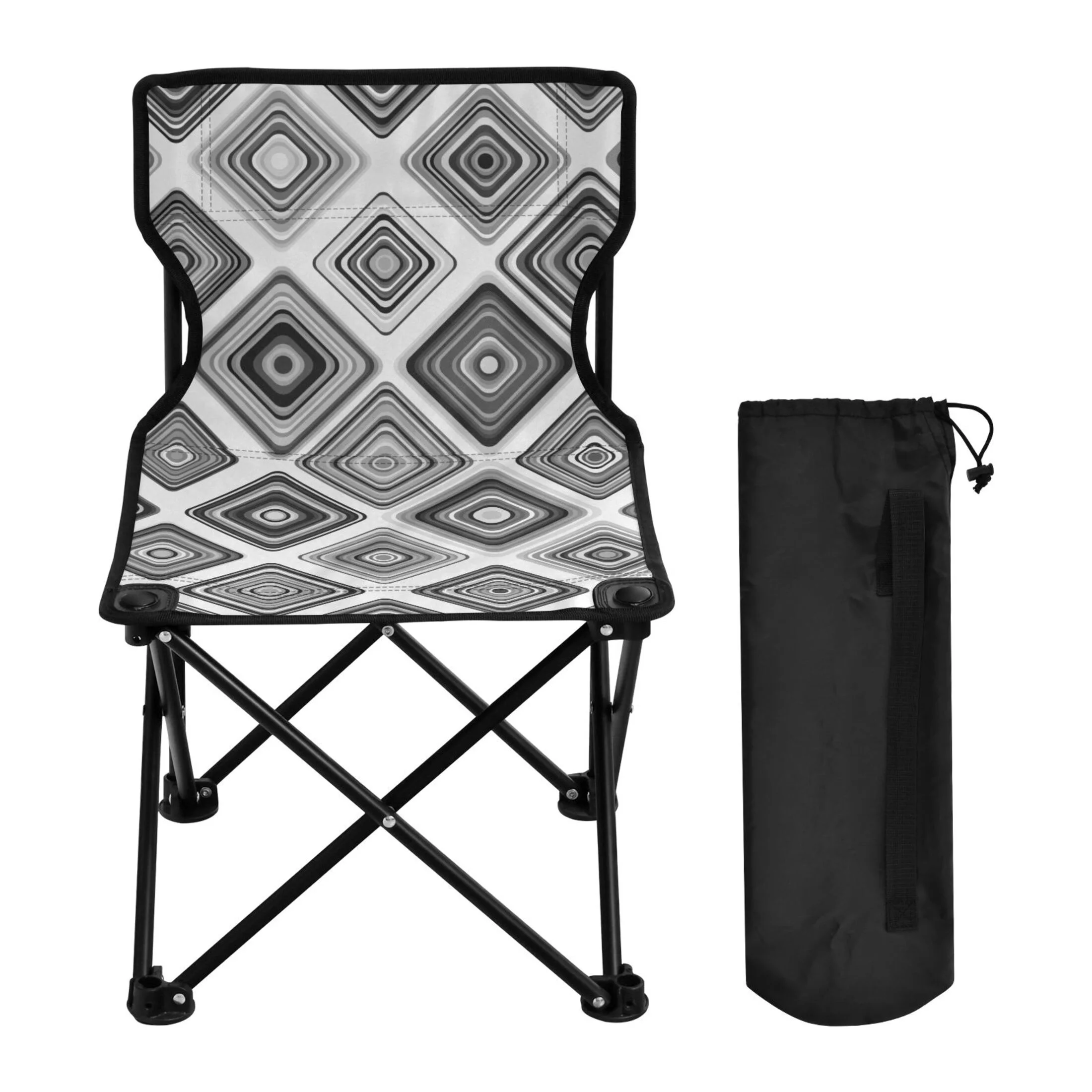 Abstract Geometric Portable Camping Chair Outdoor Folding Beach Chair Fishing Chair Lawn Chair with Carry Bag Support to 220LBS