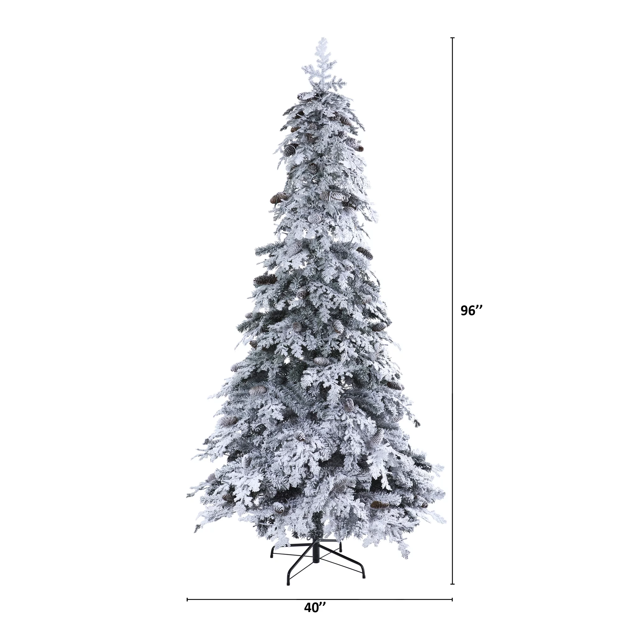 Nearly Natural 8' Flocked Spruce Artificial Christmas Tree Prelit with LED Lights, White