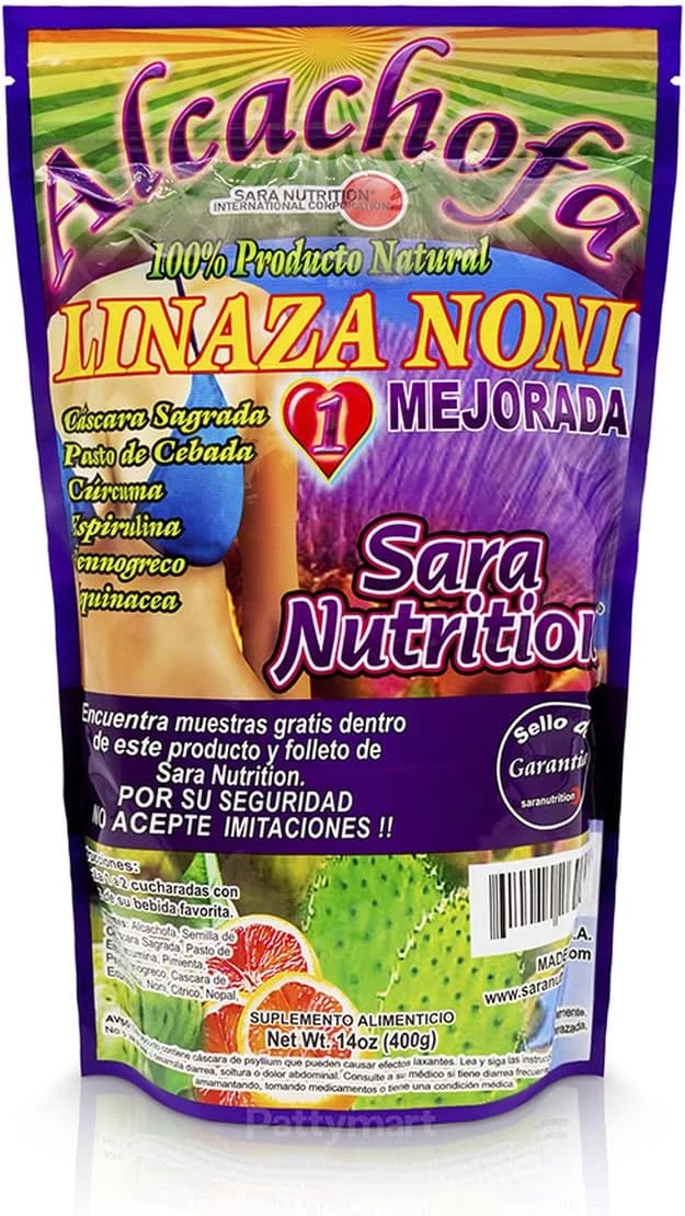 Alcachofa Linaza Noni/Artichoke Flax Seed Noni by Sara Nutrition Organic Company- 14 oz.