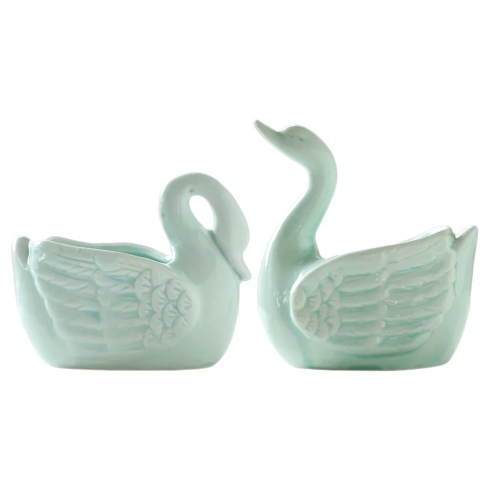 Gongxipen 2Pcs Ceramic Flowerpot Cartoon Swan Design Plant Pot Succulent Plant Holder