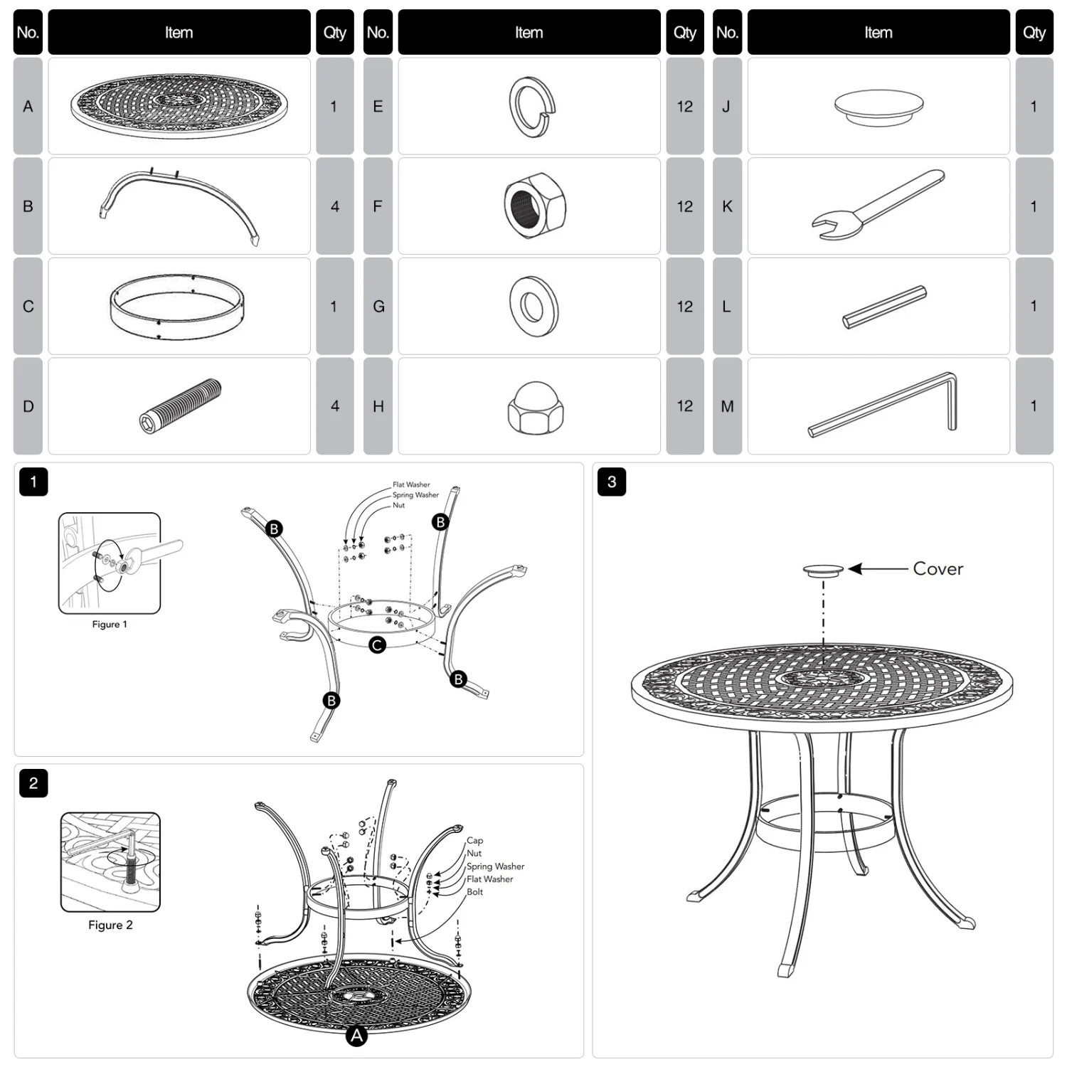 DremFaryoyo 42 Inch Cast Aluminum Patio  with Umbrella Hole Round Patio Bistro  for Garden  Patio  Yard  Black with Antique Bronze at The Edge
