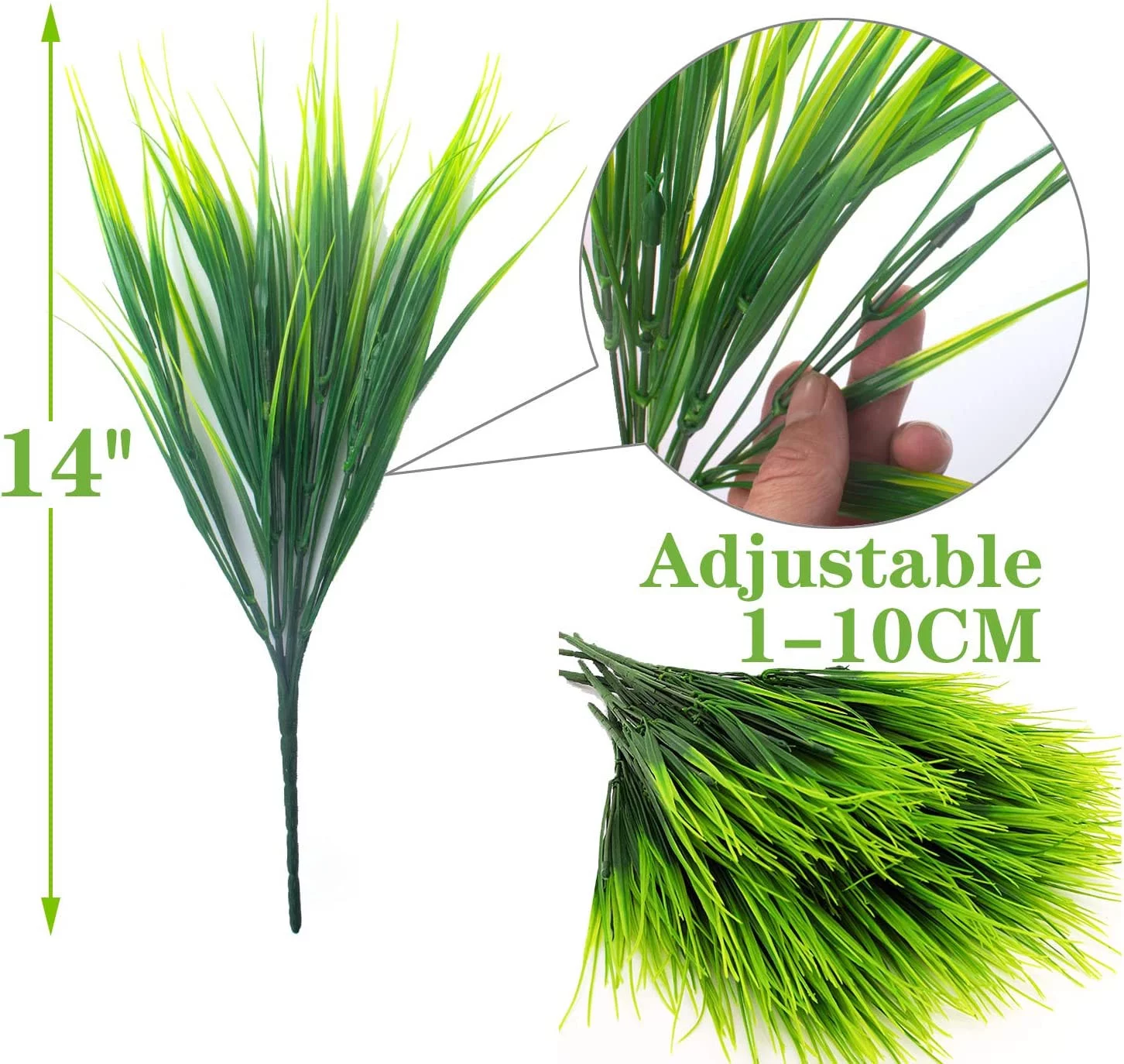 12 Bundles Fake Plants Outdoor,Spring Artificial Grass, UV Resistant Faux Bushes Plastic Greenery Shrubs for House Garden Patio Front Porch Indoor Outside Decor