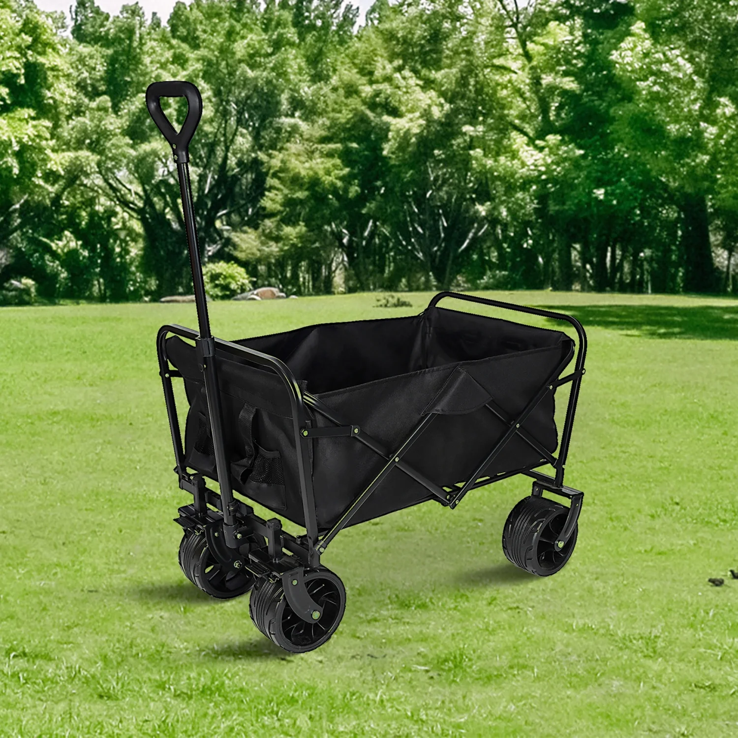 YLtoohoom 100L Collapsible Folding Beach Wagon Cart with 220Lbs Large Capacity  Wagons Carts Heavy Duty Foldable with Big Wheels for Sand  Garden  Camping