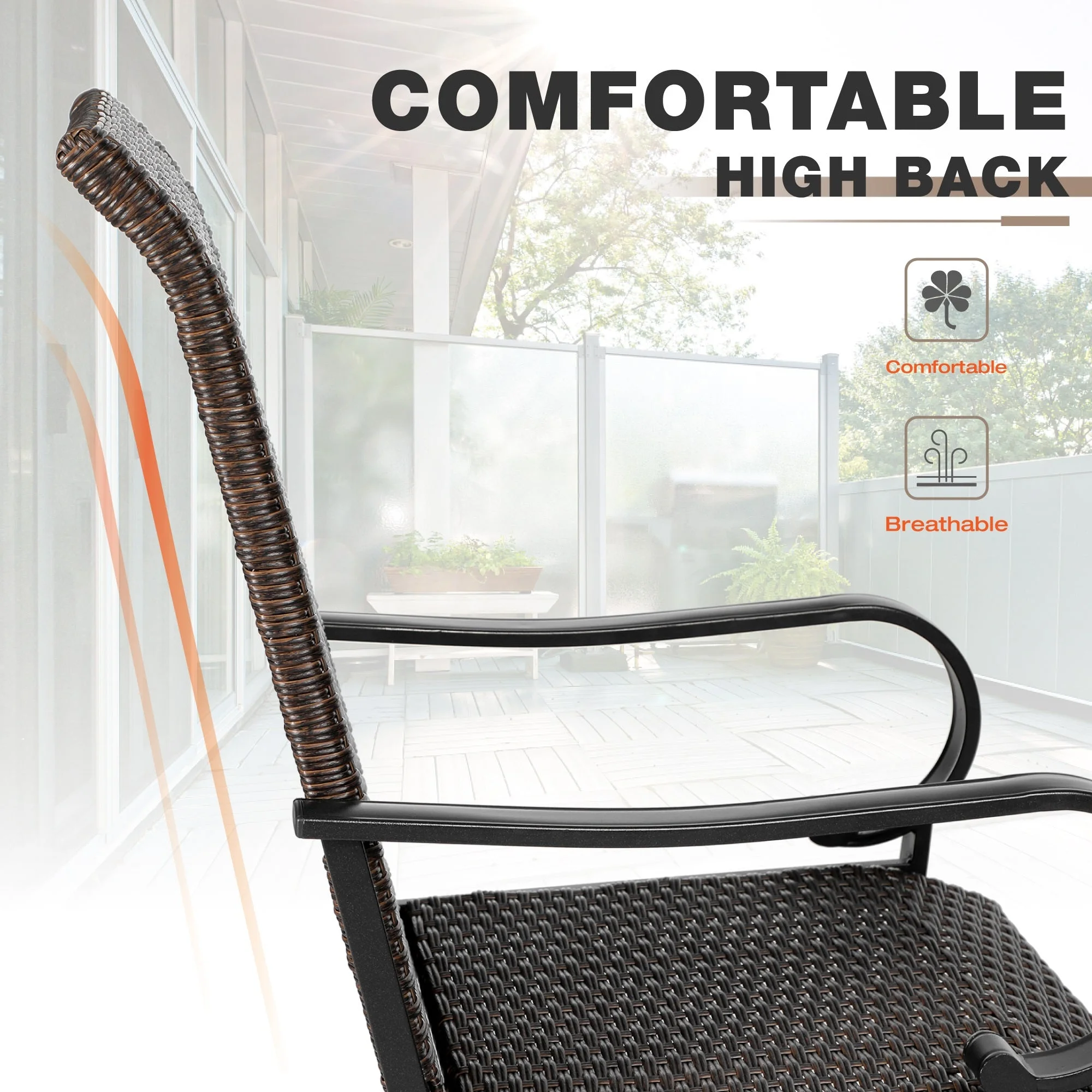 Sophia & William 7PCS Patio Dining Set Rattan Chairs and Table Set