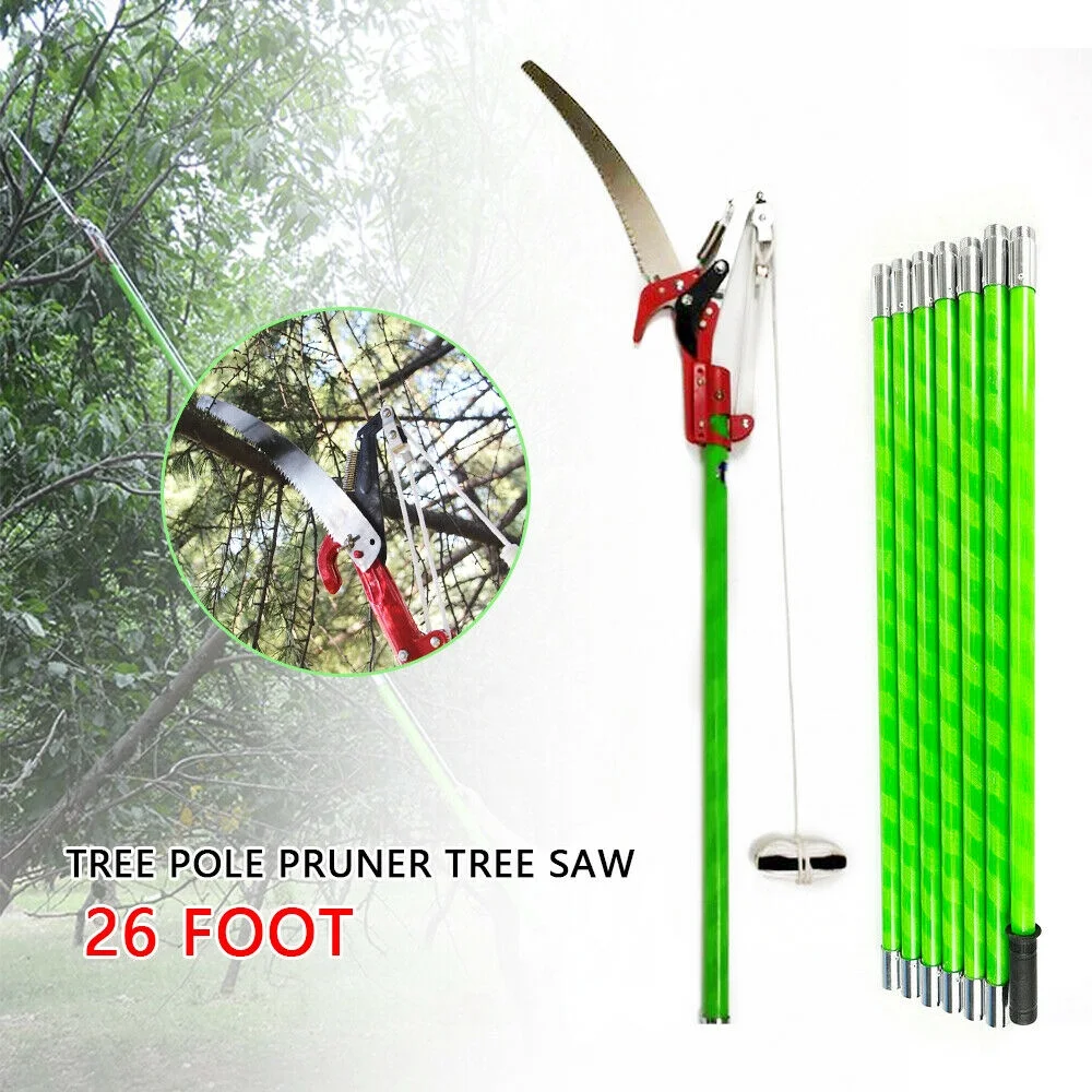 ANQIDI 26FT Tree Pole Pruner Extendable Manual Tree Saw Yard Cutter Trimmer Garden Tools