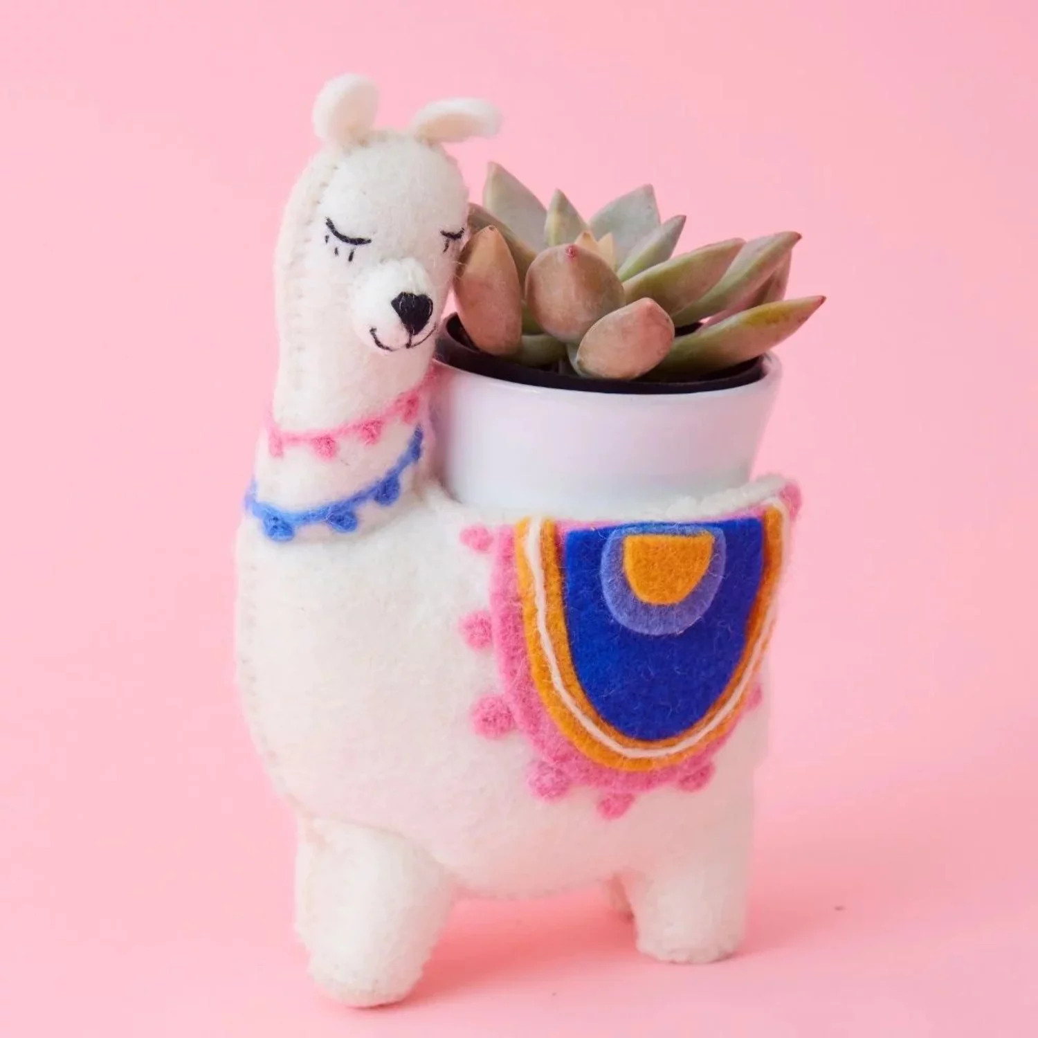 Felt Llama Ceramic Planter