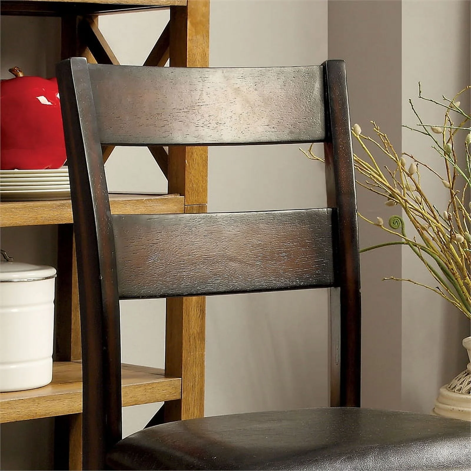 Furniture of America Berkshire Wood 5-Piece Counter Dining Set in Brown Cherry