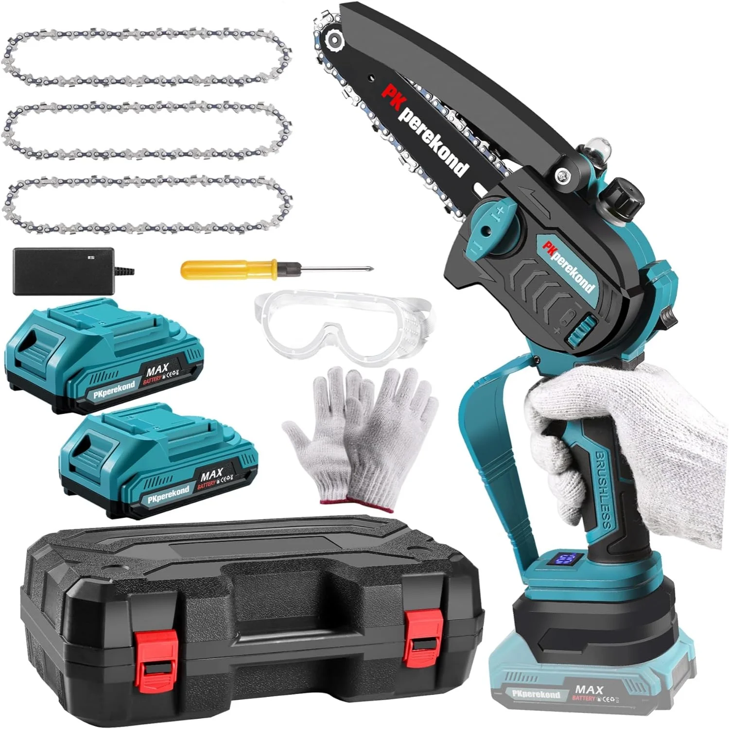 Mini Chainsaw Cordless  Mini Chainsaw 6 Inch Cordless with 1200W Brushless Motor  Mini Chainsaw Battery Powered with Auto Oiler  Portable Electric Handheld Chainsaw for Courtyard and Gard