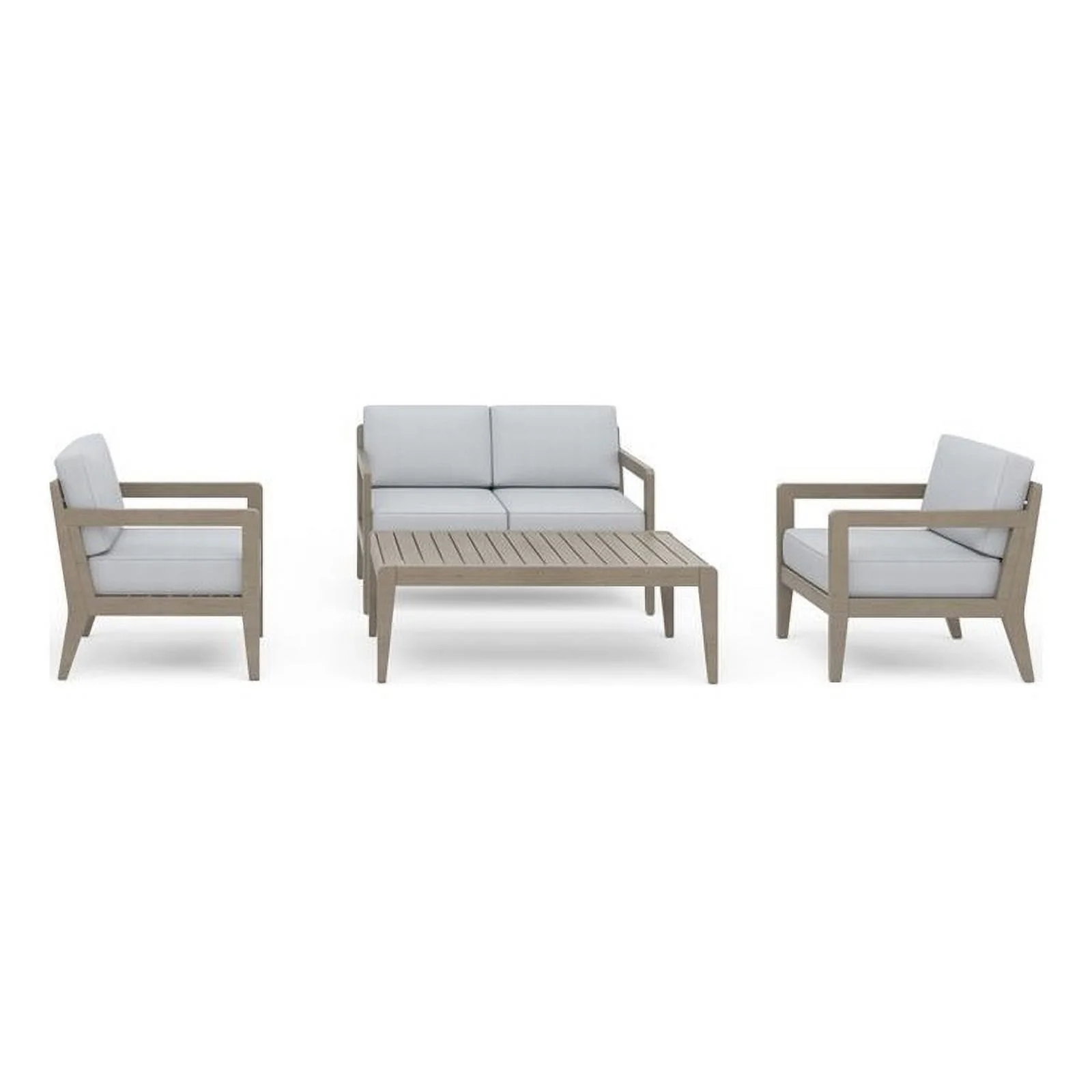 Afuera Living Traditional Sustain Wood Outdoor loveseat 4-Piece Set in Gray