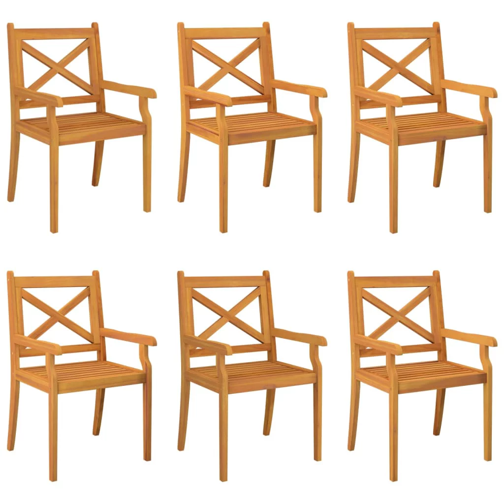 Anself Patio Dining Chairs 6 pcs Solid Wood Acacia