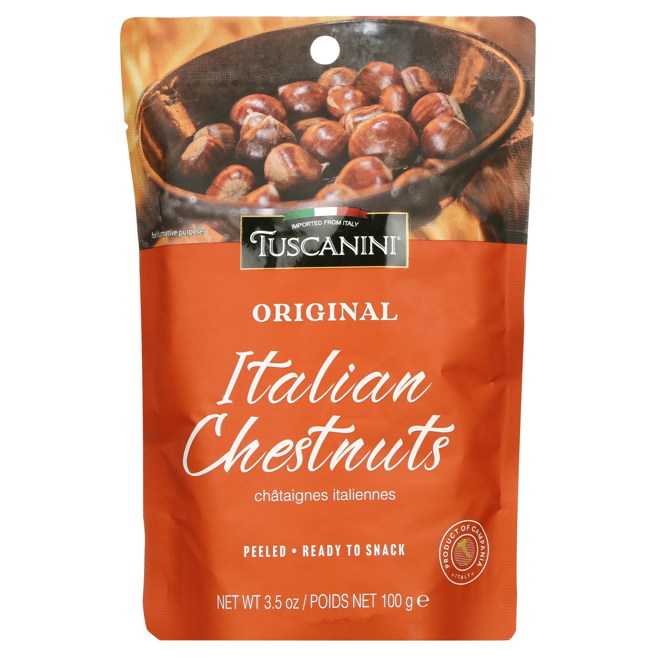 Tuscanini Premium Italian Chestnuts, 3.5oz (3 Pack) | Roasted, Peeled & Ready to Eat | Great Source of Fiber & Antioxidants | Product of Italy | Certified Kosher