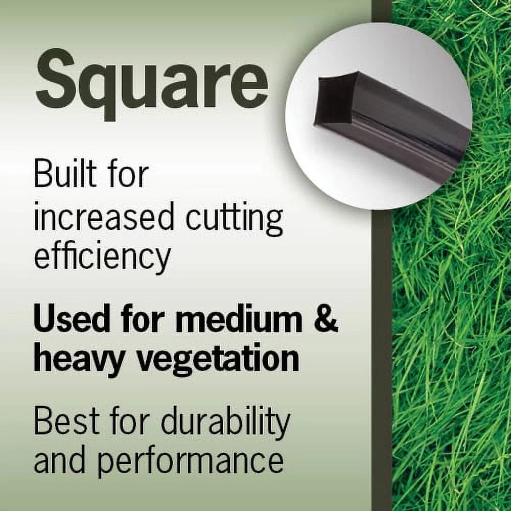 Terre Products Commercial Grade 105 Trimmer Line Square, 3 pound Black Quality Weed Eater String, Line Length 633 ft. or 236 m., Weed Wacker String Trimmer Replacement Size .105 inch or 2.65 mm.