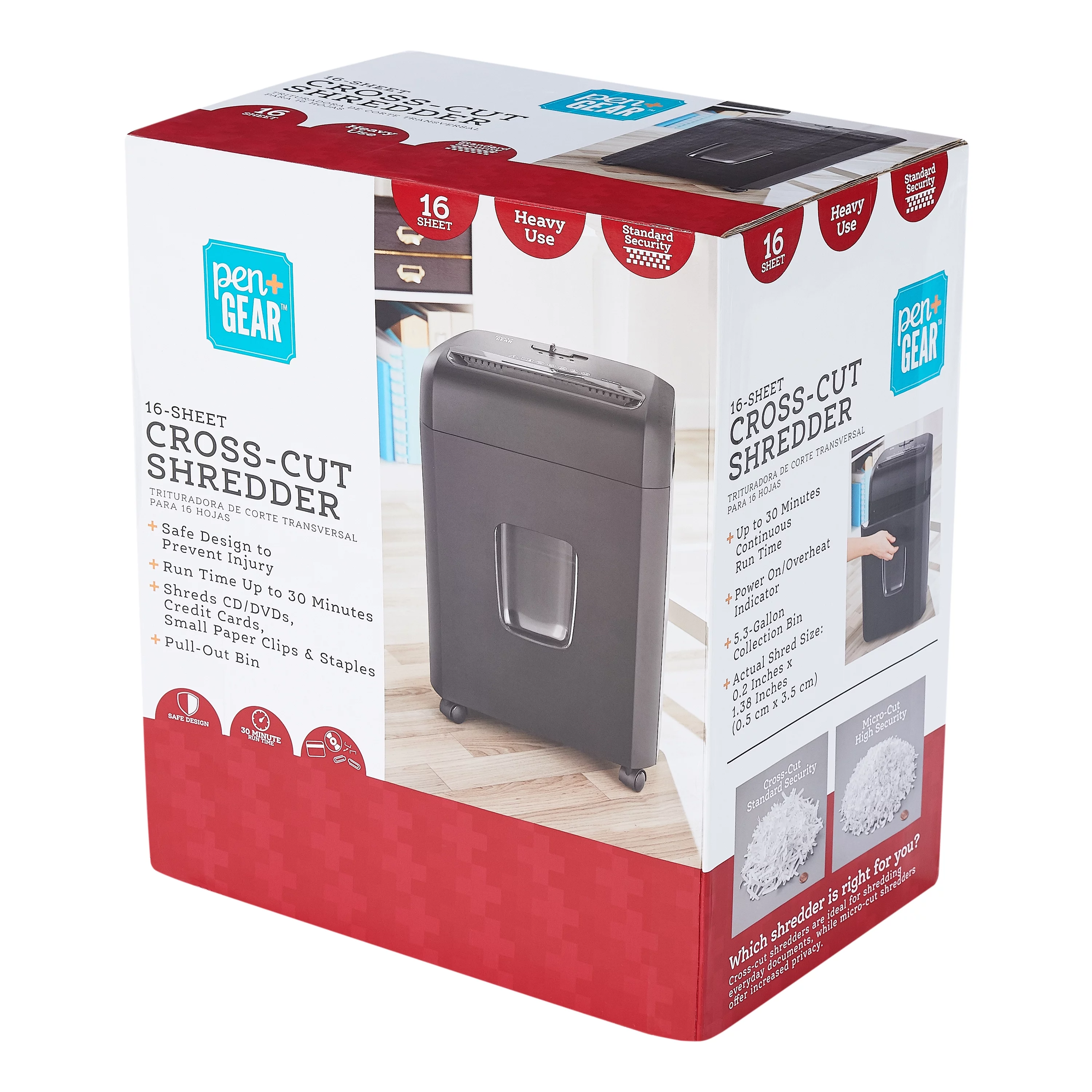 Pen + Gear 16 sheet Cross-Cut Shredder, 5.2-Gallon Collection Bin, Black