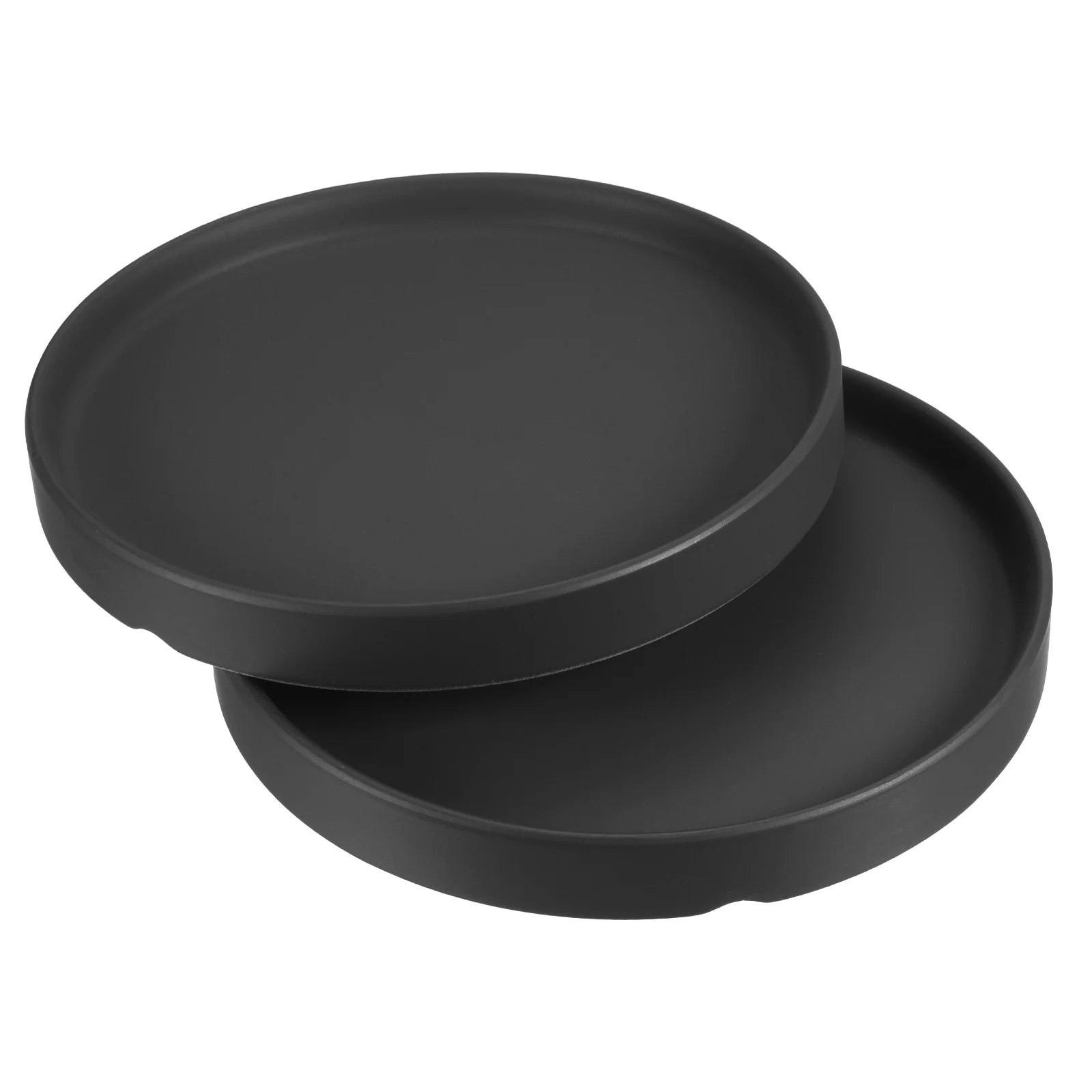 Plant Pot Saucer 6 Inch, Ceramic Round Flower Tray for Indoor, Black 2 Pack