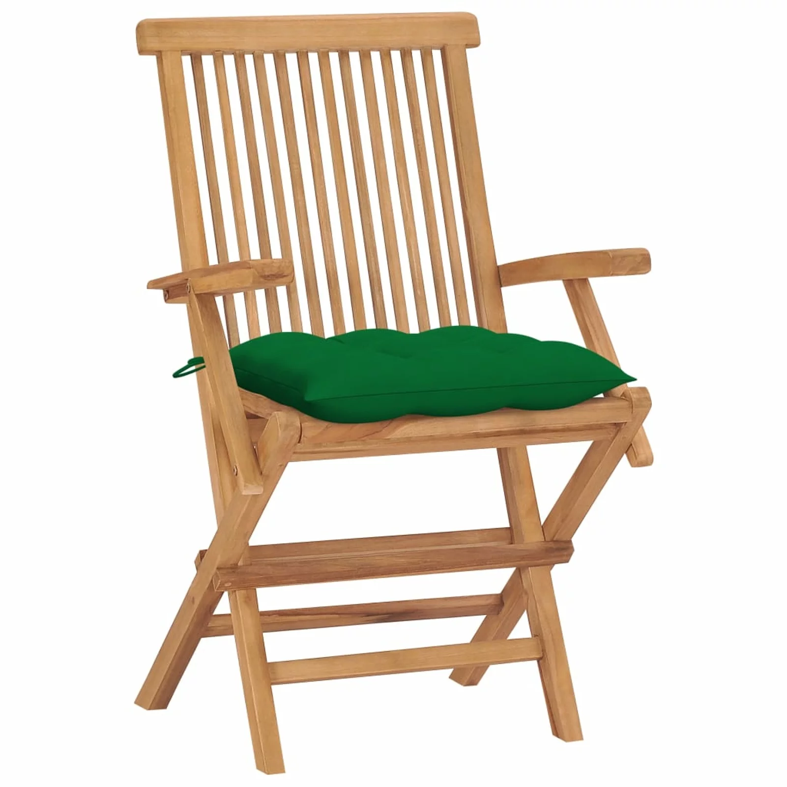 Aibecy Patio Chairs with Green Cushions 4 pcs Solid Teak Wood