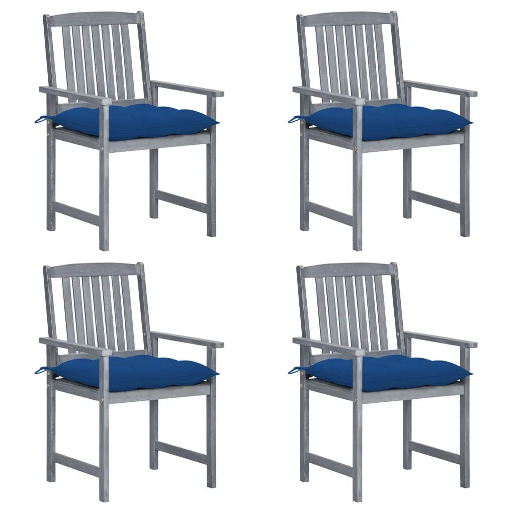 Irfora Patio Chairs with Cushions 4 pcs Gray Solid Acacia Wood