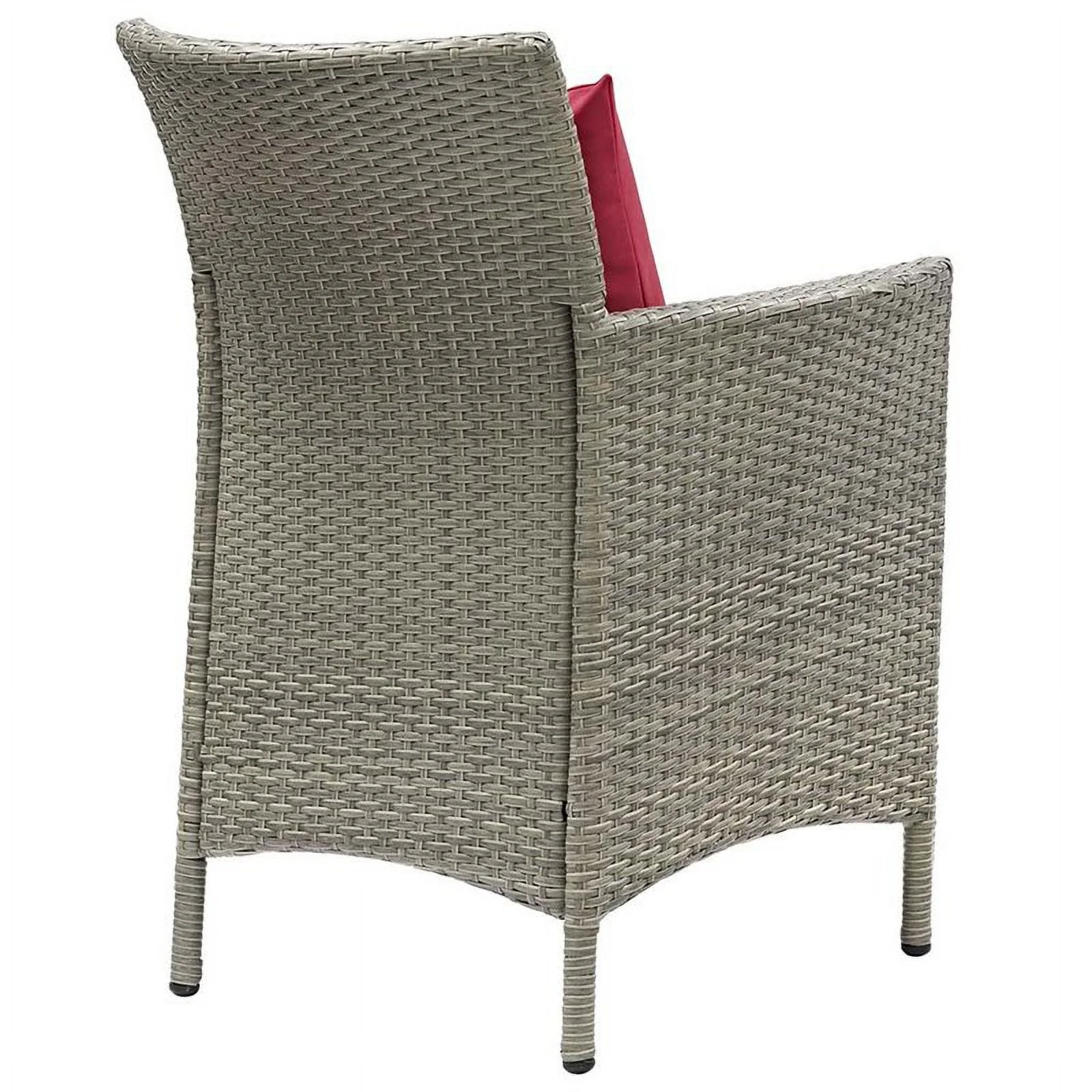 Pemberly Row  Patio Dining Arm Chair in Light Gray and Red