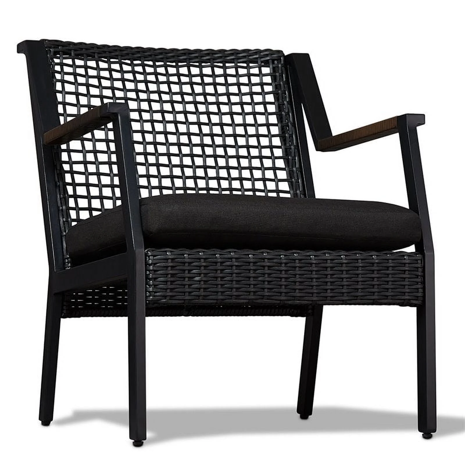 Home Square 3 Piece Garden Patio Set with Bench and 2 Chairs in Black