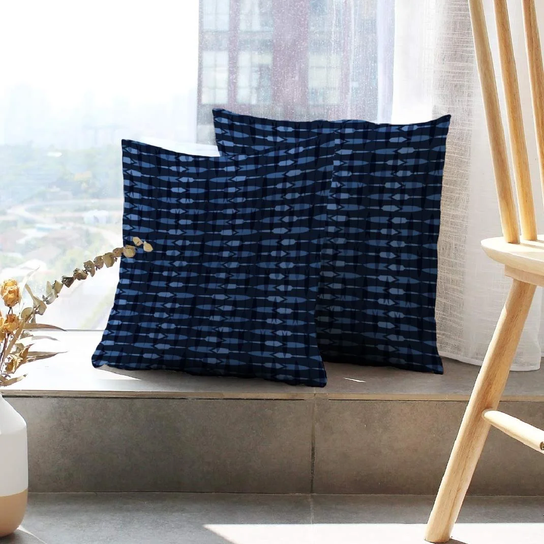 LALILO Throw Pillow Covers Indigo Blue Dye Lines Grunge Stripes Cushion Cover 18