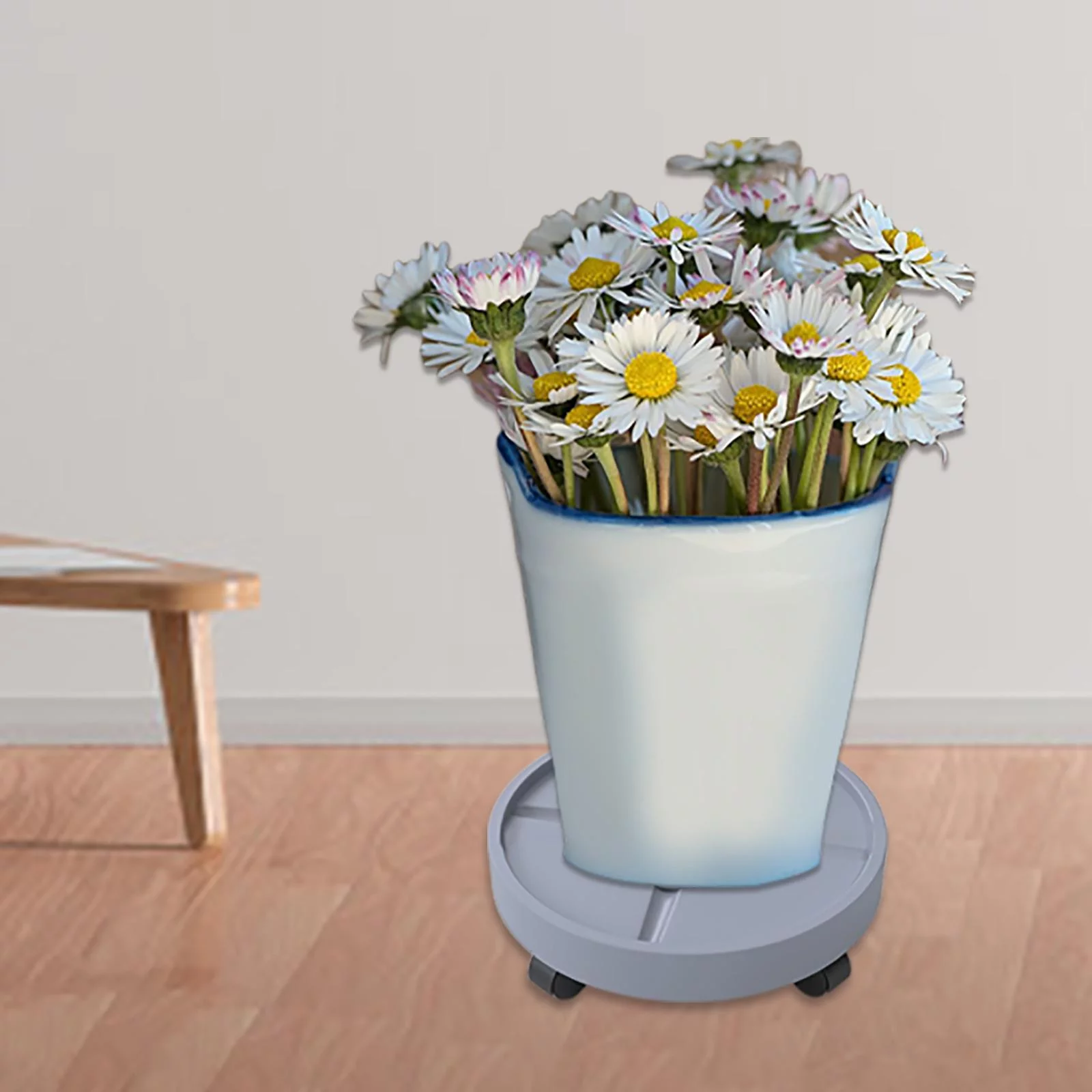 Plant Wheels, Round Flower Pot, Planter Trolley Casters, Moving Plant Pot Roller Planter Trolley Caster , Gray