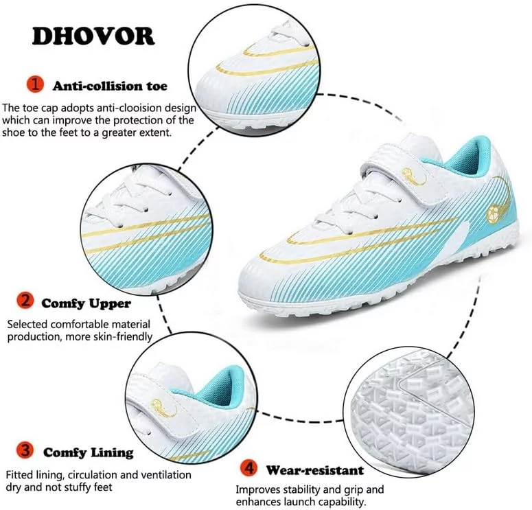 Boys Girls Turf Soccer Cleats Kids Football Cleats Comfortable Indoor Soccer Shoes for Kids Outdoor/Indoor/Competition/Unisex