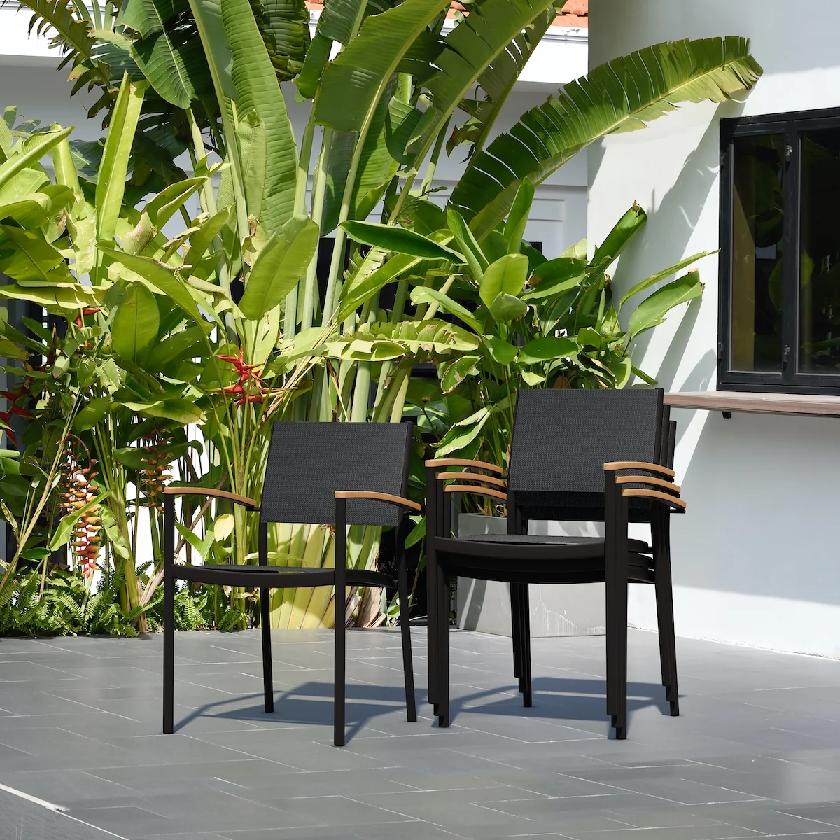 Amazonia Amoise Teak Finish & Aluminum 9 Pieces Extendable Rectangular Patio Dining Set