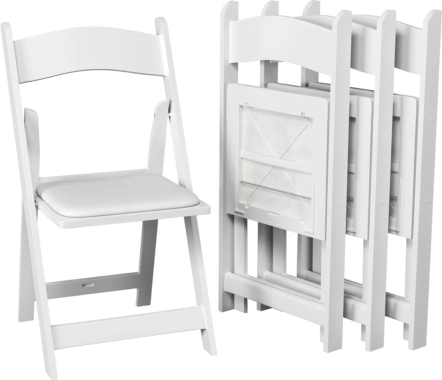 White Resin 8 Pack Stackable Folding Chairs - Lightweight, Durable, Indoor/Outdoor