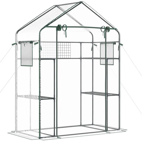 Vertical Mini Greenhouse with Trellis and Vented Windows - Stylishly Grow Your Garden