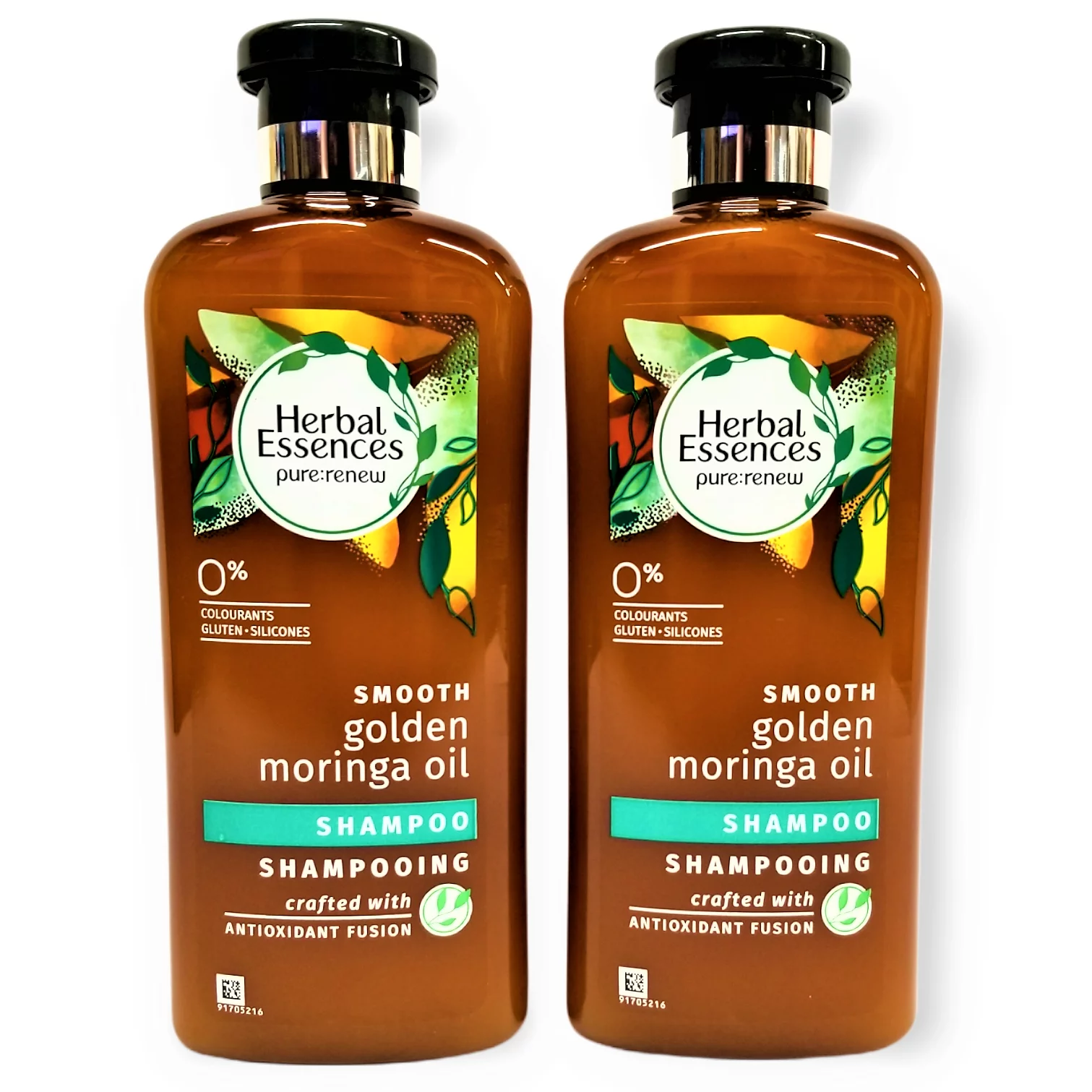 2 Pack NEW Herbal Essences pure:renew Golden Moringa Oil Smoothing Shampoo, 13.5 fl oz/each