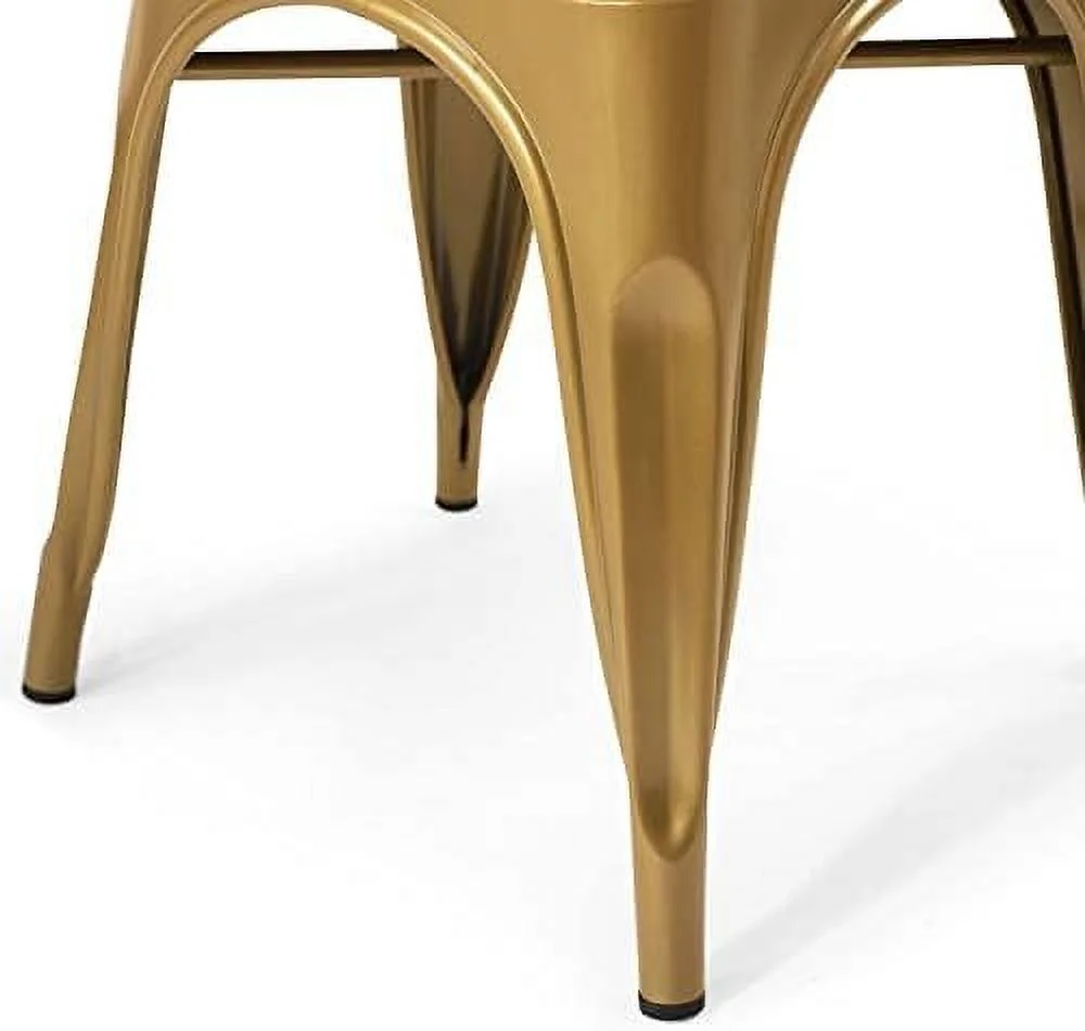 SQWDEC Promenade Industrial Modern Steel Metal Bistro Dining Chairs in White-