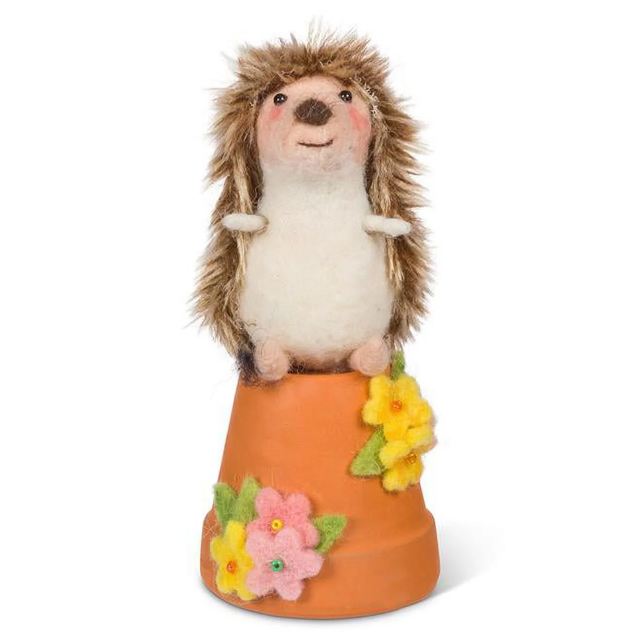Abbott Collections AB-27-MERINO-484 Hedgehog On Garden Pot Decoration, , Terracotta & Brown