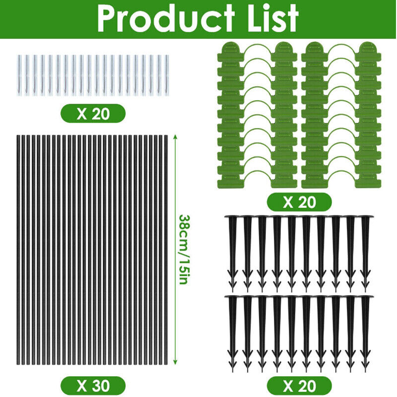 WEISIPU 90Pcs/set Garden Greenhouse Plant Hoop Grow Tunnel Hoop Support Tunnel Hoops