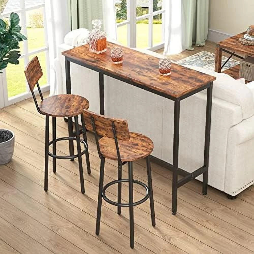 LNSETGC Round  Table and Stools for 2  3 Piece Pub Dining Set  Small Kitchen Counter Height Wood Top and Soft Seat Chairs for Bistro Small Space (Grey  Round 1 Table + 2 Stools)