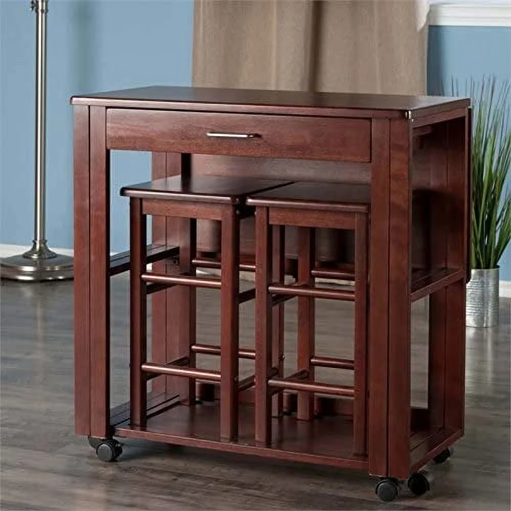 Transitional Solid Wood Drop Leaf Dining Set In Walnut