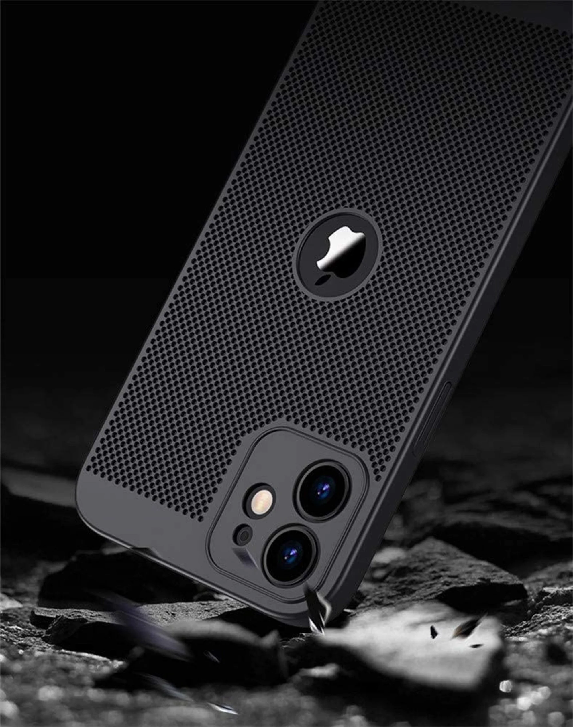 Heat Dissipation iPhone 14 Pro Case (Black) Breathable Cooling Hollow Cellular Hole Full Camera Lens Protection Ultra Slim Cover