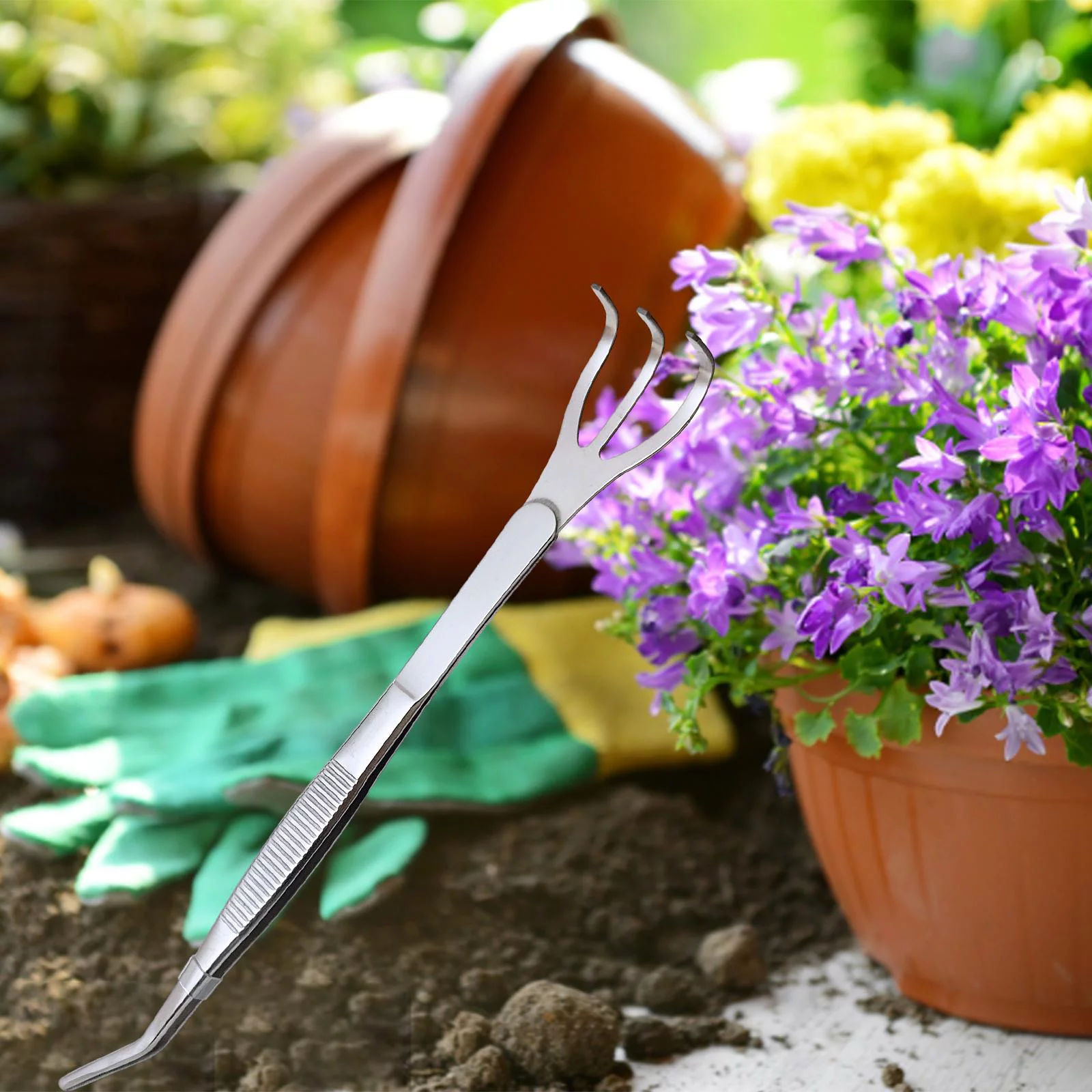 Soil Loosening Tweezer Stainless Steel Tweezer Bonsai Tweezer Fish Tank Tweezer curved rake