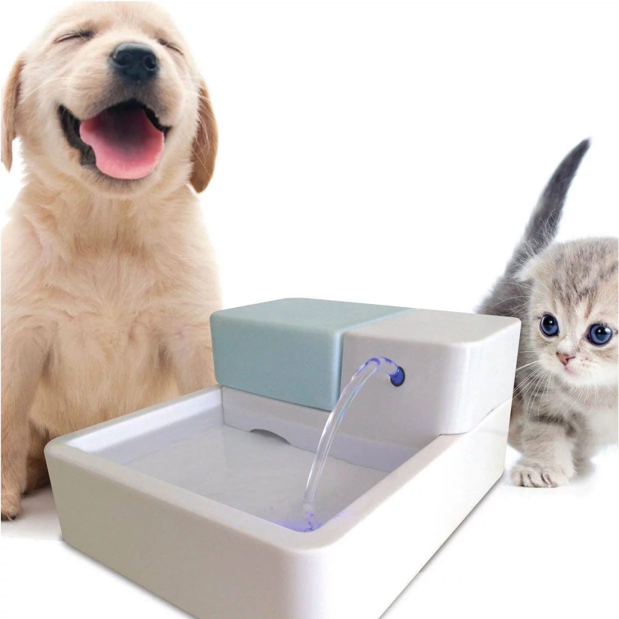 1.8L LED + UV Sterilization Automatic Pet Water Fountain 12V Pet Waterer Safe Drinking Filter Bowl for Dogs Cats