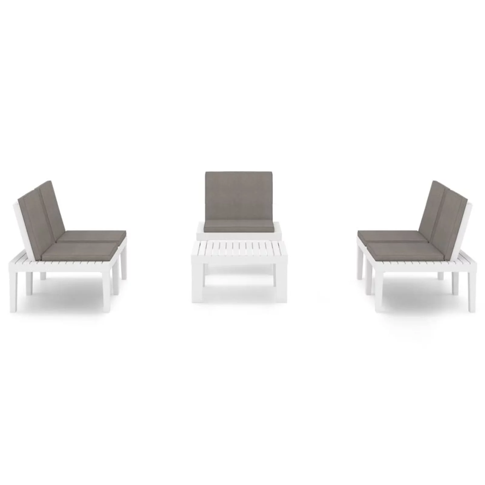 Andoer 4 Piece Garden Set with Cushions White