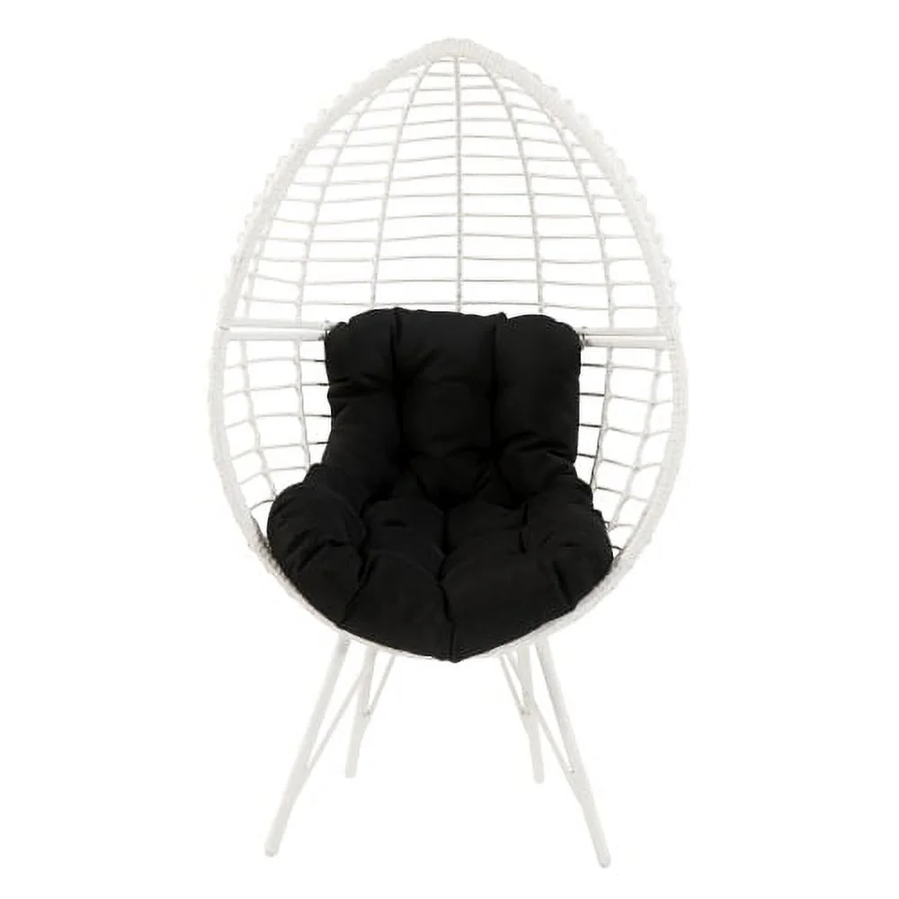 Buumin Black and White Patio Chair with Removable Cushion