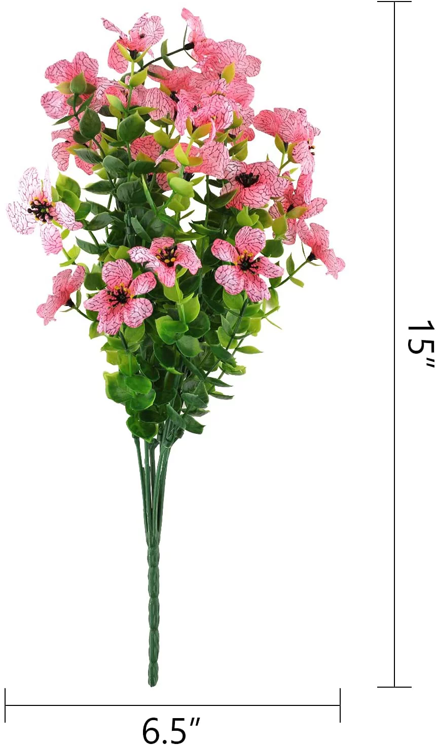 GRNSHTS 12 Bundles Artificial Flowers UV Resistant Fake Plants Outdoor Faux Plastic Flowers Garden Window Box Porch Home Decor (Pink)